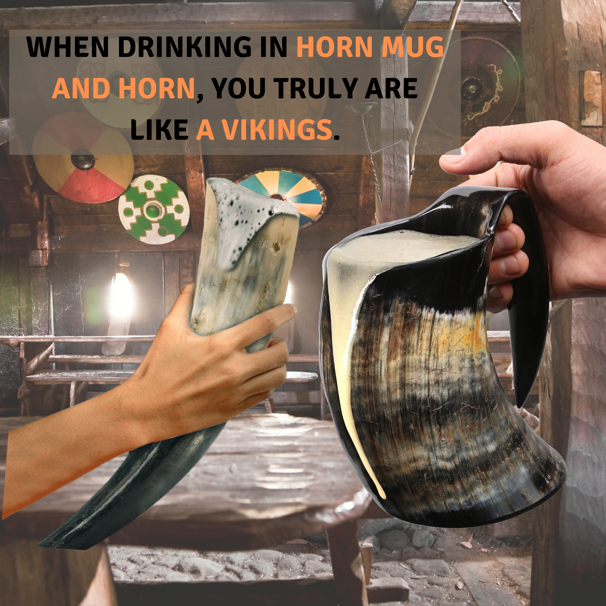  Viking Drinking Horn - 12 Inch with Horn Stand, 100% Authentic  Handmade Beer Cup, Food Grade, Unique Genuine Ox Horn, Natural Shine  Finish